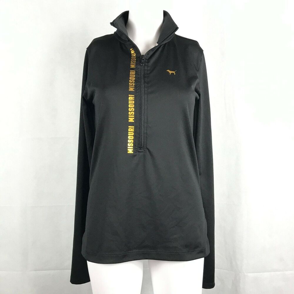 Victoria's Secret PINK‎ Ultimate Sweatshirt Womens Sz M Black Missouri 1/2 Zip